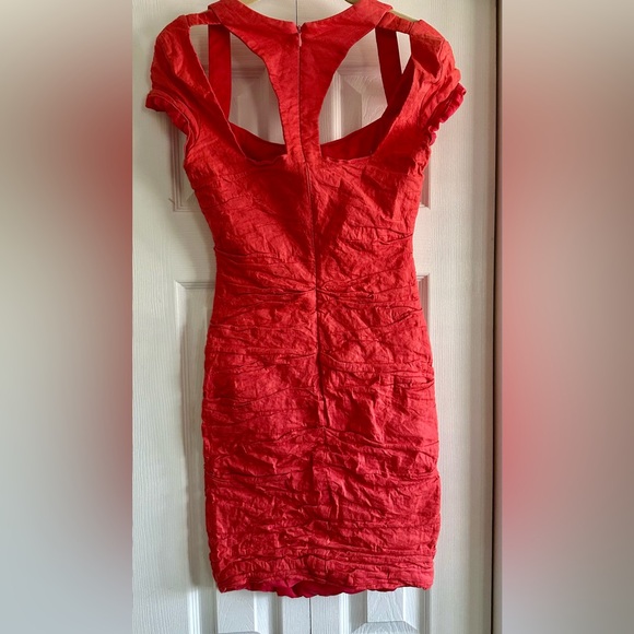 Nicole Miller Artelier Elegant Coral Stretchy  Mini Dress size 8 - Picture 9 of 10